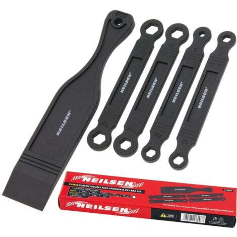 Neilsen 5pc Plastic Double Ring Spanner Pry Bar Set Trim Panel Removal Tool