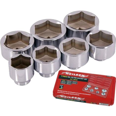 Neilsen 6pc Cap Type Oil Filter Wrench Set Automotive Removal Socket Tool Kit