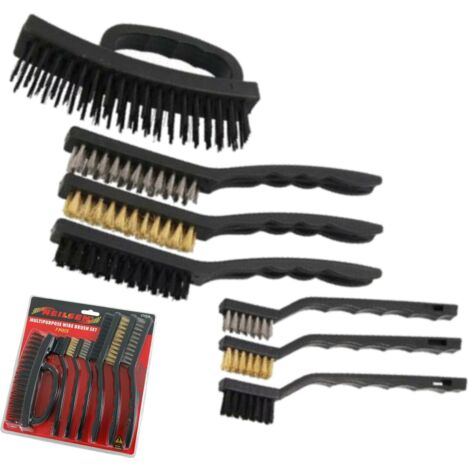 Neilsen 7pc Multipurpose Mini Wire Hand Brush Ideal for Rust Dirt Removal Set