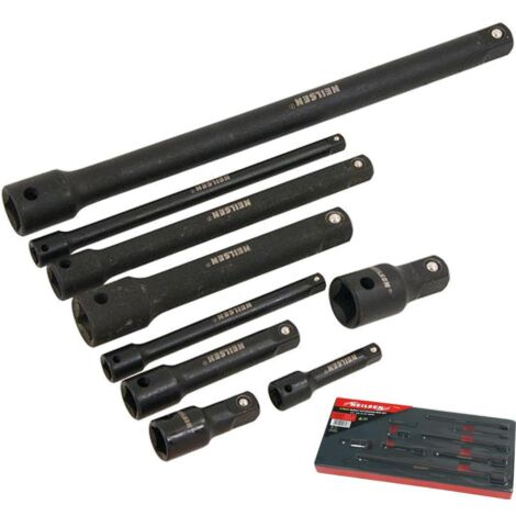 Neilsen 9pc 1/4" 3/8" 1/2" Impact Socket Extension Bar Set Extra Long 2" - 10"