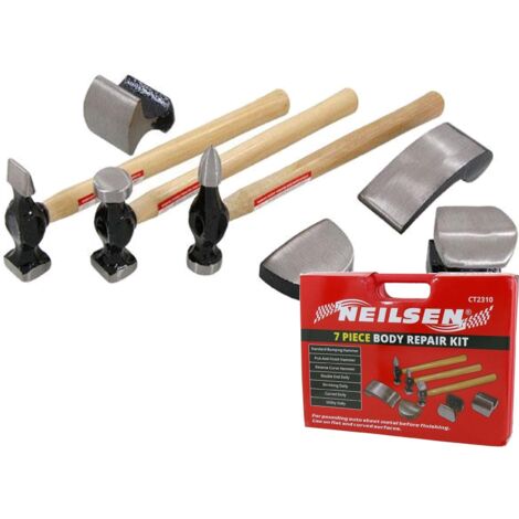Neilsen Car Auto Body Panel Beating Dent Repair Tool Kit Hammers Dolly Set 7pc