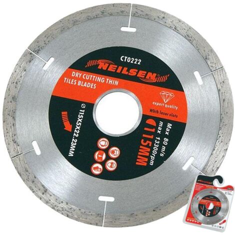 Neilsen Dry Diamond Thin Tiles Cutting Blade Disc Grinder Ceramic 115mm 4.5"