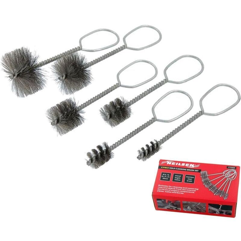 Neilsen Hole Cleaning Kit Set Air Tools Pipe Tube Cleaning Brush Brushes 6pc