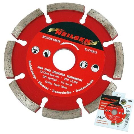 Neilsen Segmented Diamond Cutting Mortar Rake Blade Disc Dry 115mm 4.5"