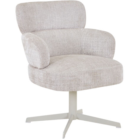 NEJYA - Fauteuil en tissu beige pieds en métal gris