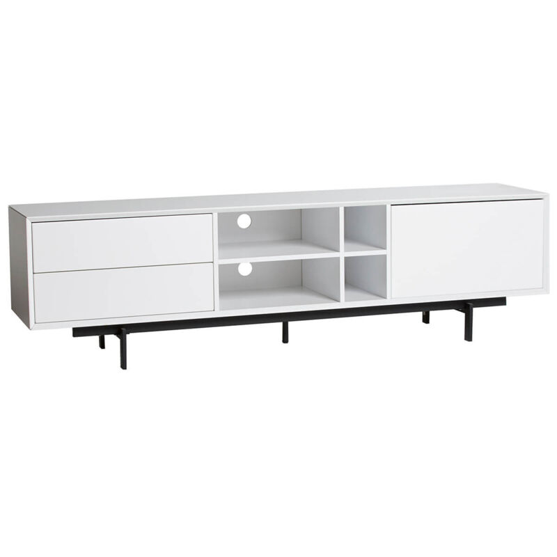 Altobuy - NELIA - Meuble TV 1 Porte 2 Tiroirs Blanc - Blanc