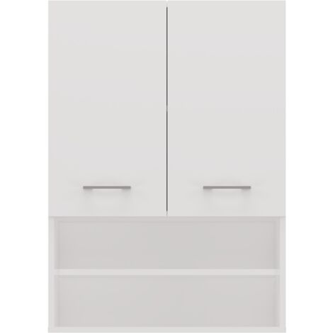 NELLIO - Armoire de toilette murale - Meuble SDB à suspendre - 64x30x90 cm - Rangement Salle de bain