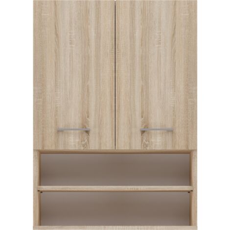 NELLIO - Wall bathroom cabinet 1 door and mirror - Bathroom wall cabinet - 64x30x90 cm - Bathroom storage