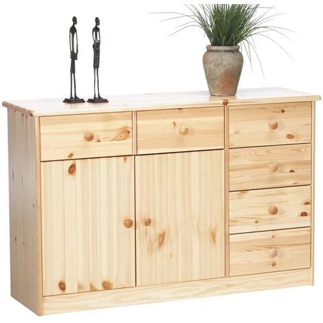 EBUY24 Nelly Sideboard 6 Schubladen 2 Türen natur.