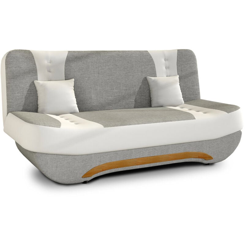 Bestmobilier - Nelson - canapé convertible clic-clac 3 places en tissu - gris / blanc