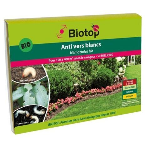 Nématodes HB anti vers blancs 50 millions – Lutte biologique pour 100m² – Application par arrosage – Écologique et durable – Biotop