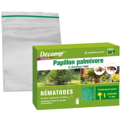 Nématodes SC anti charançon rouge du palmier 10M – Poudre à diluer – Efficace en 48 à 72h – Respectueux des cultures et insectes utiles – Décamp'