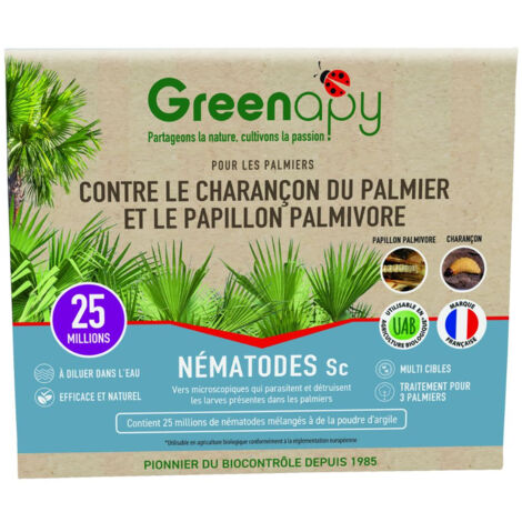 Nématodes SC contre charançon rouge du palmier 25M – Lutte biologique efficace – Pour 1 à 3 palmiers – Application facile – Biotop