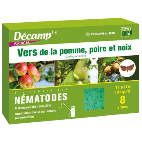 Nématodes SF anti carpocapses 30M – Couvre jusqu'à 60 m² – Vers microscopiques pour lutte biologique – Respectueux des cultures – Décamp'