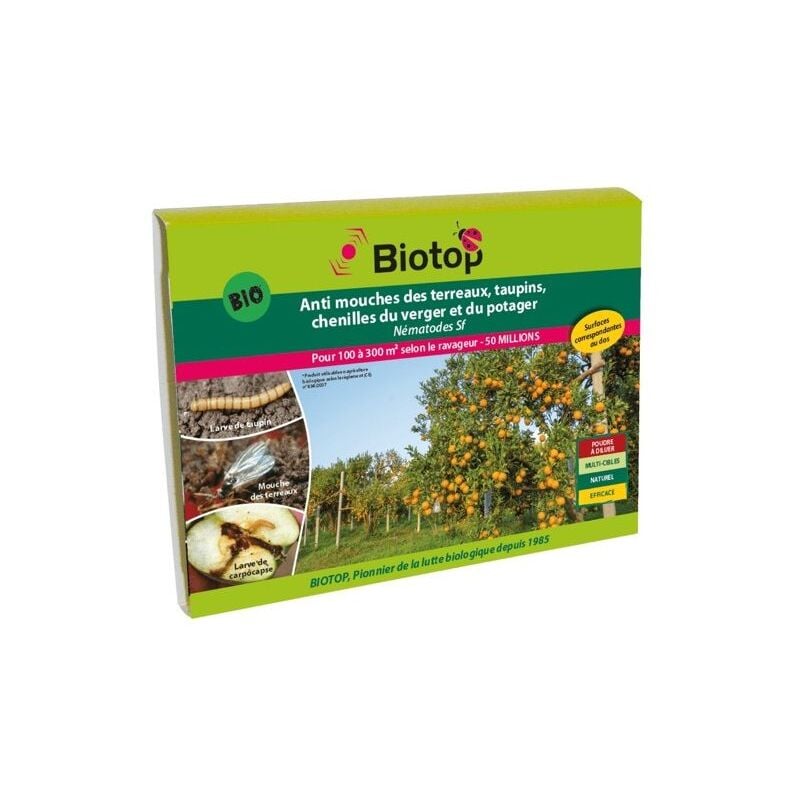 Biotop - Nematodes Sf anti mouche terreaux, taupins, chenilles 50M pour 100m2