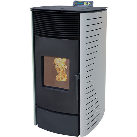 Nemaxx P12 Pelletofen Pelletkamin Pelletkaminofen 13,6 kW Kaminofen Heizofen Pellet Ofen Kamin Pelletheizung Heizung - Weiß - WiFi-Ready
