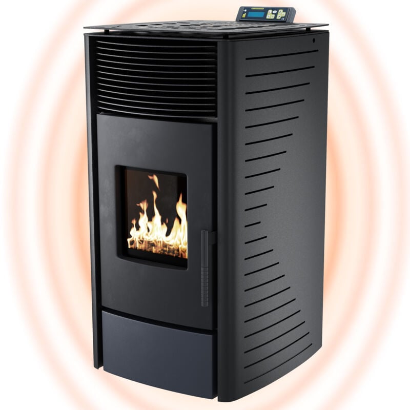 Nemaxx - Stufa a pellet ® P12 - riscaldatore a pellet con 13,6 kW - stufa a pellet - stufa a pellet camino elettrico wi -fi pronto - stufa a pellet