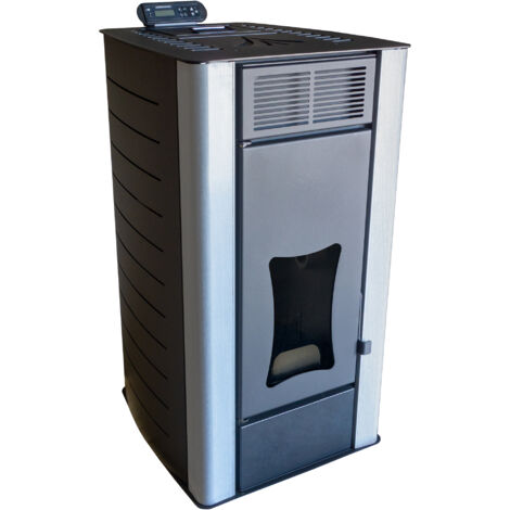 NEMAXX® P18 Estufa de pellets 18 kW hasta 300 m³ – Chimenea eléctrica [CON CONEXIÓN DE AGUA] – con modo ECO, Wi-Fi Ready, temporizador semanal y termostato contra sobrecalentamiento – Negro