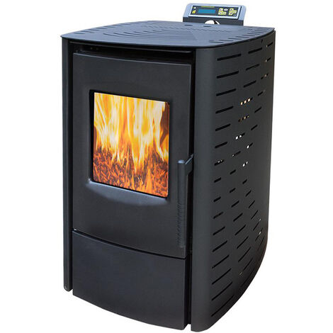 Nemaxx P6 Poêle à granulés en acier noir avec télécommande - 6kW - 20477,8 BTU - rendement 86,3% - 120m³ capacité de chauffage - mode ECO