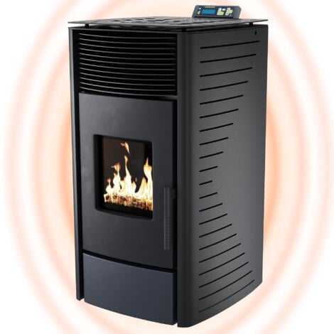 NEMAXX® Pelletofen P12 - Pelletheizung mit 13,6 kW – Pelletofen [HOHE HEIZLEISTUNG] – Pelletofen Elektrokamin Wi-Fi Ready – Pelletofen mit hoher Wärmeabgabe & Überhitzungsthermostat - Schwarz