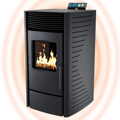 NEMAXX® Pelletofen P9 - Pelletheizung mit 9 kW – Pelletofen [HOHE HEIZLEISTUNG] – Pelletofen Elektrokamin Wi-Fi Ready – Pelletofen mit hoher Wärmeabgabe & Überhitzungsthermostat – Schwarz