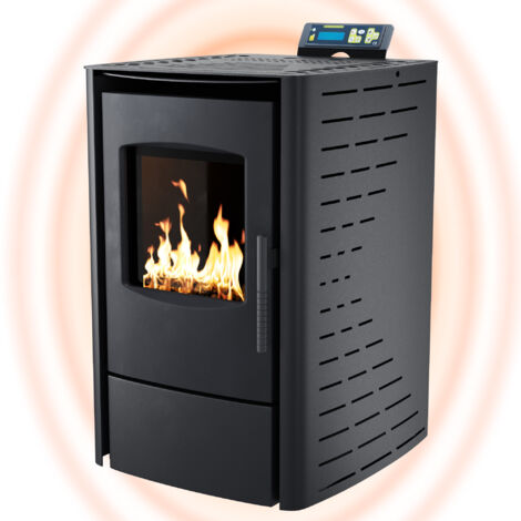 Nemaxx – Poêle à granulés 6 kW pour 120 m³ – Programmateur hebdomadaire, mode ECO, Wi-Fi, thermostat de surchauffe – Rendement 87,5 % – Noir