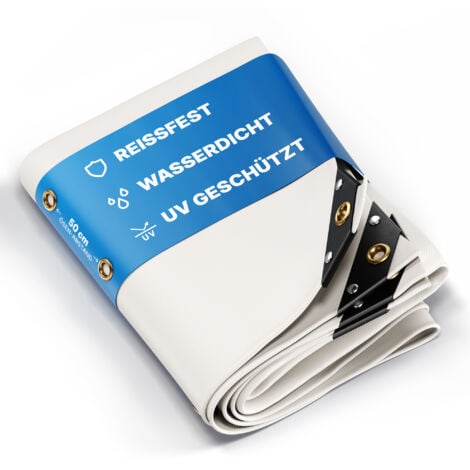 NEMAXX® Premium Abdeckplane Wasserdicht [300x200cm] – UV Beständige [650 g/m²] LKW Plane mit Ösen, PVC Gewebeplane für Holz, Garten, Dach & Bau – Winterfeste Schutzplane – Weiß – 6m²
