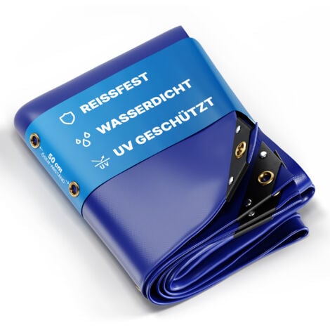 NEMAXX® Premium Abdeckplane Wasserdicht [600x500cm] – UV Beständige [450 g/m²] LKW Plane mit Ösen, PVC Gewebeplane für Holz, Garten, Dach & Bau – Winterfeste Schutzplane – Blau – 30m²