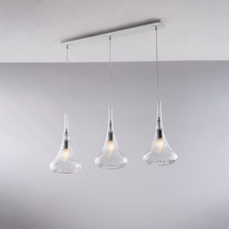 Nemesi Rail En Fer Avec Verre Pyrex Transparent 3 Lumières L.75X10 Bl280-Bin3-Tr