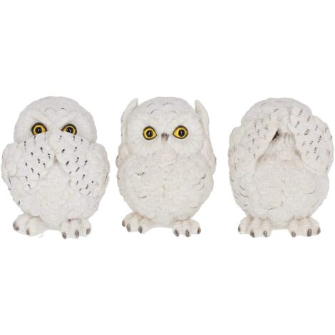 Nemesis Now Statuetta di tre gufi sagge 8 cm, colore: bianco
