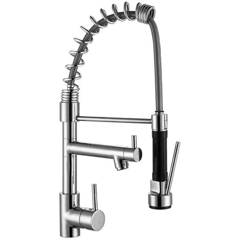 Nemo Go Cuisina II Mitigeur de cuisine semiprofessionnel avec mousseur extractible et bec rotatif 48cm économiseur d'eau Chrome - Chrome