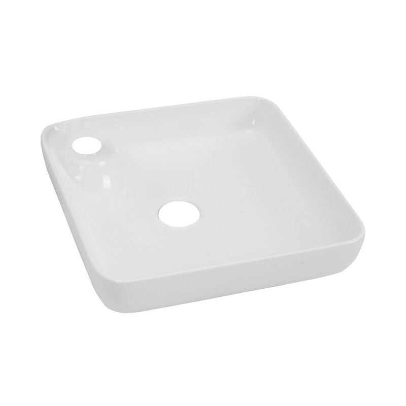 Go by Van Marcke Fontana lavabo à poser carré 400 x 400 x 125 mm porcelaine blanche avec trou de robinet