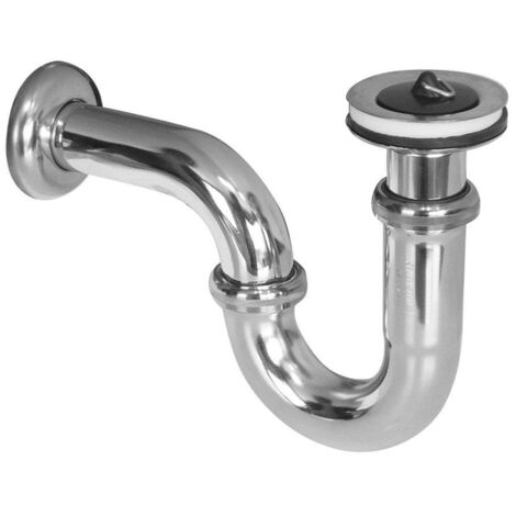 Nemo Skill Siphon pour lavabo avec tuyau d'évacuation 5/4"xD32 mm avec bonde et obturable en caoutchouc avec rosace chrome