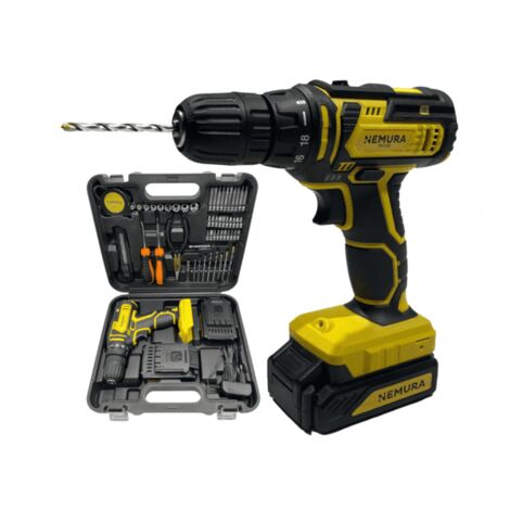 Nemura – Perceuse-visseuse 20V avec 2 batteries 1,5Ah – Chargeur rapide – Coffret 54 accessoires – Couple 32Nm pour bois dur