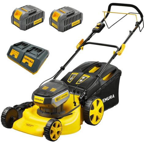 Nemura – Tondeuse à batterie 80V avec 2 batteries 4Ah – Moteur Brushless – Autotractée – Largeur de coupe 46 cm – Autonomie 500 m² - 500m2