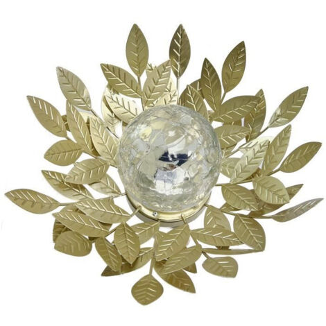 Nenufaro solare GALIX G4495 - Metallo, Oro e Vetro crepato - 7 Lumen - 26 cm
