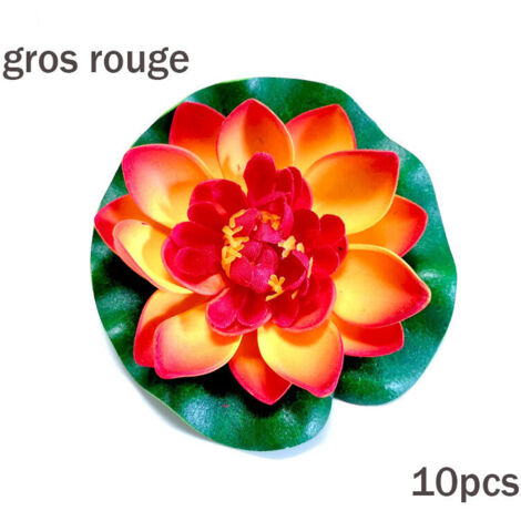 Nenuphar Flottant Fleurs Artificielles Deco Réaliste 10pièces 10cm Fleur de Lotus pour Jardin étang Piscine Aquarium Terrasse Mariage（orange）