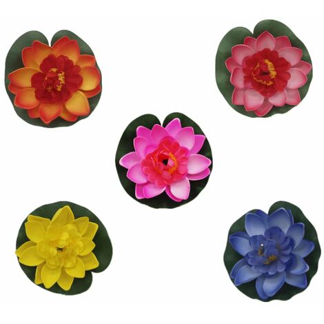 Nénuphars artificiels flottants pour décoration de bassins étanche Fleur de Lotus pour 1010cmVersailles 5 pièces jaune, bleu, orange, rose, rouge