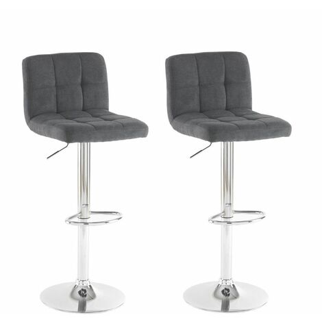 NEO DIRECT Neo 2x Dark Grey Fabric Cuban Swivel Bar Stools