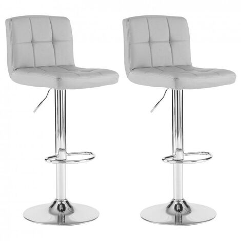 NEO DIRECT Neo 2x Grey Faux Leather Cuban Swivel Bar Stools