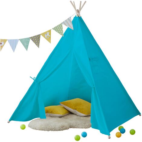 Neo Blue Canvas Childrens Indian Tent TeePee