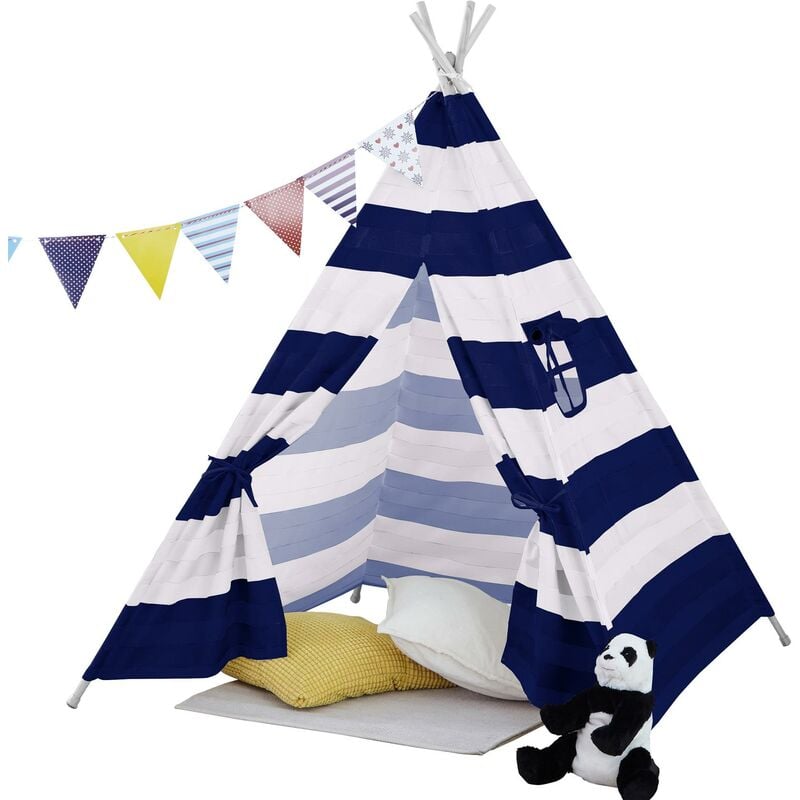 Neo Navy Striped Canvas Childrens Indian Tent TeePee