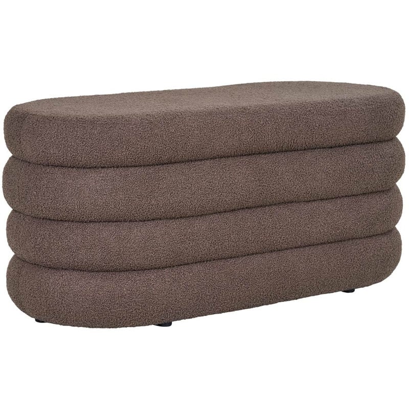 Neo - pouf avec rangement - en tissu bouclette - marron