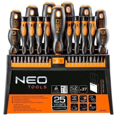 Neo Set di 37 cacciaviti professionali arancione e nero