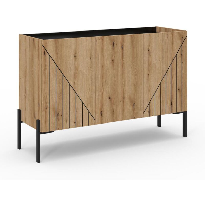 Ebuy24 Neo Sideboard 3 Türen, 1 Regal Eiche Dekor.