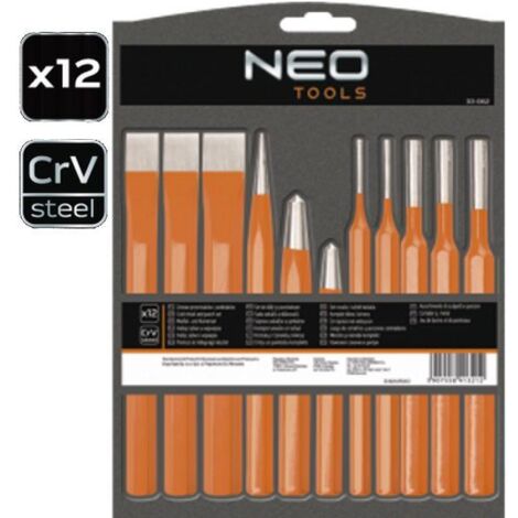 NEO TOOLS Satz von Durchschlägen, Meißeln und Körner - 12-teilig