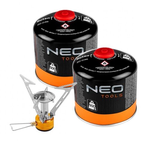 NEO TOOLS Tourist Gasbrenner - 3000W, 2 Kartuschen