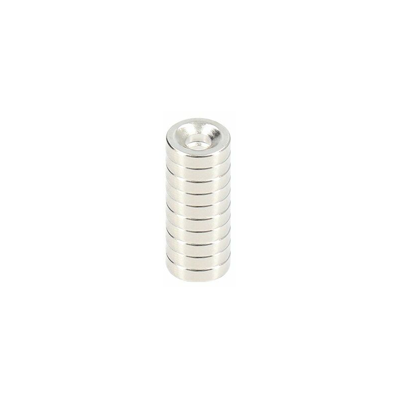 

Ferrestock FSKNDC006 pack de 10 imanes de neodimio redondos de 18x4 mm con agujero de 6 mm