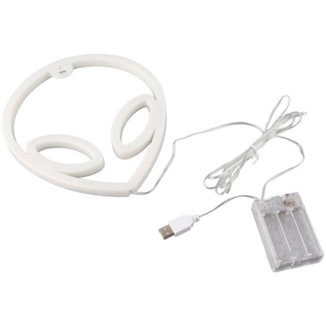Neon Alien LED PVC Wandleuchte Dekoratives USB-Gehäuse Rosa Weiß Powerbank-Batterien IP45