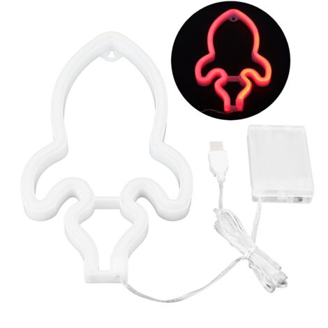Neon Lamp Innovative Rocket Shape LED Neon Sign Baby Room Christmas Wedding Party SuppliesRed